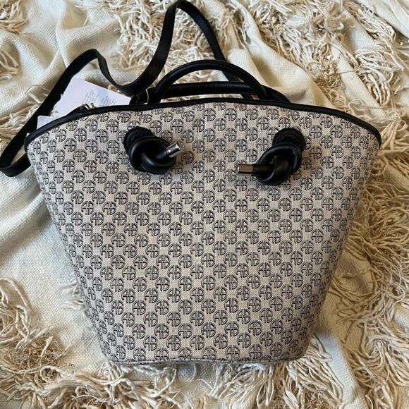 Anine Bing Mini Taylor Tote Monogram Canvas Bucket Bag NEW - Picture 5 of 8